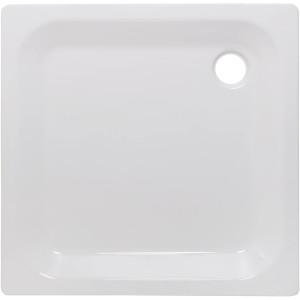Sanicomfort Stahl Duschwanne, 90x90x2,5 cm, Weiß. Quadratische Duschwanne aus Stahl.