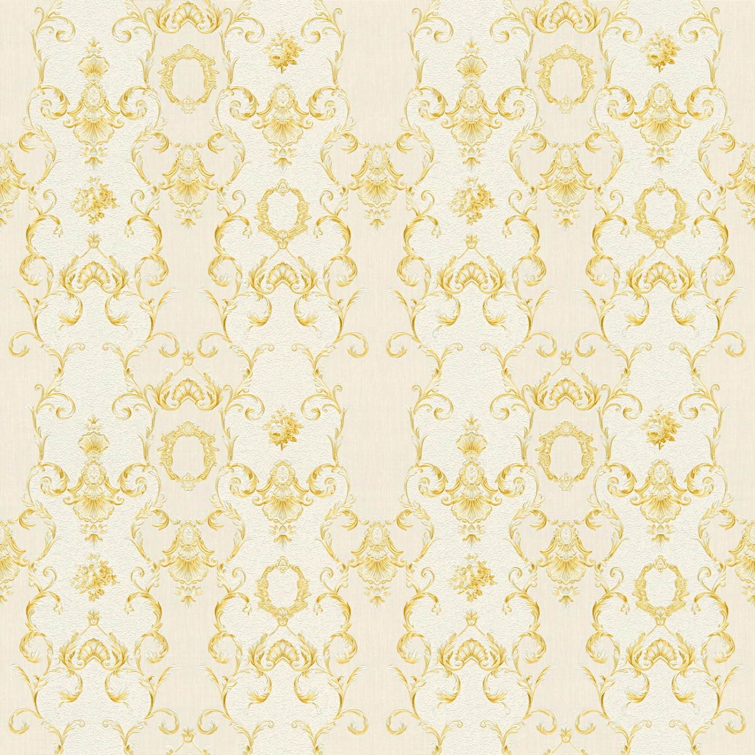 Bricoflor Elegante Tapete Weiß Gold Französische Barock Vliestapete für Wohnzimmer und Schlafzimmer Edle Vlies Wandtapete mit Ornament aus Vinyl