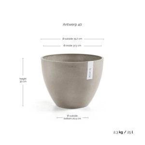 Braungrauer Ecopots Pflanztopf Antwerp, 40 cm, ideal für Innen- und Außenbereiche.