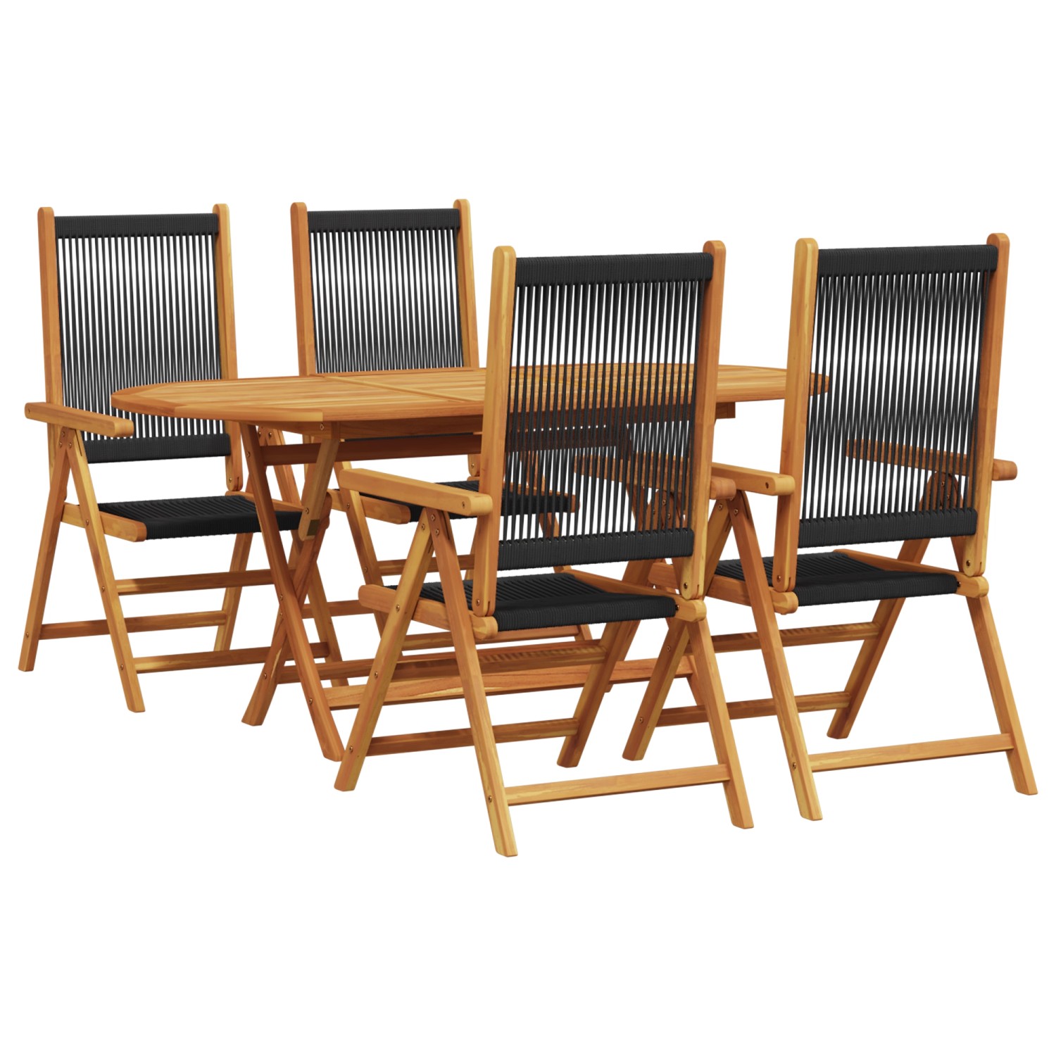 vidaXL 5-tlg Garten-Essgruppe Schwarz Massivholz Akazie & Poly Rattan 33757 günstig online kaufen