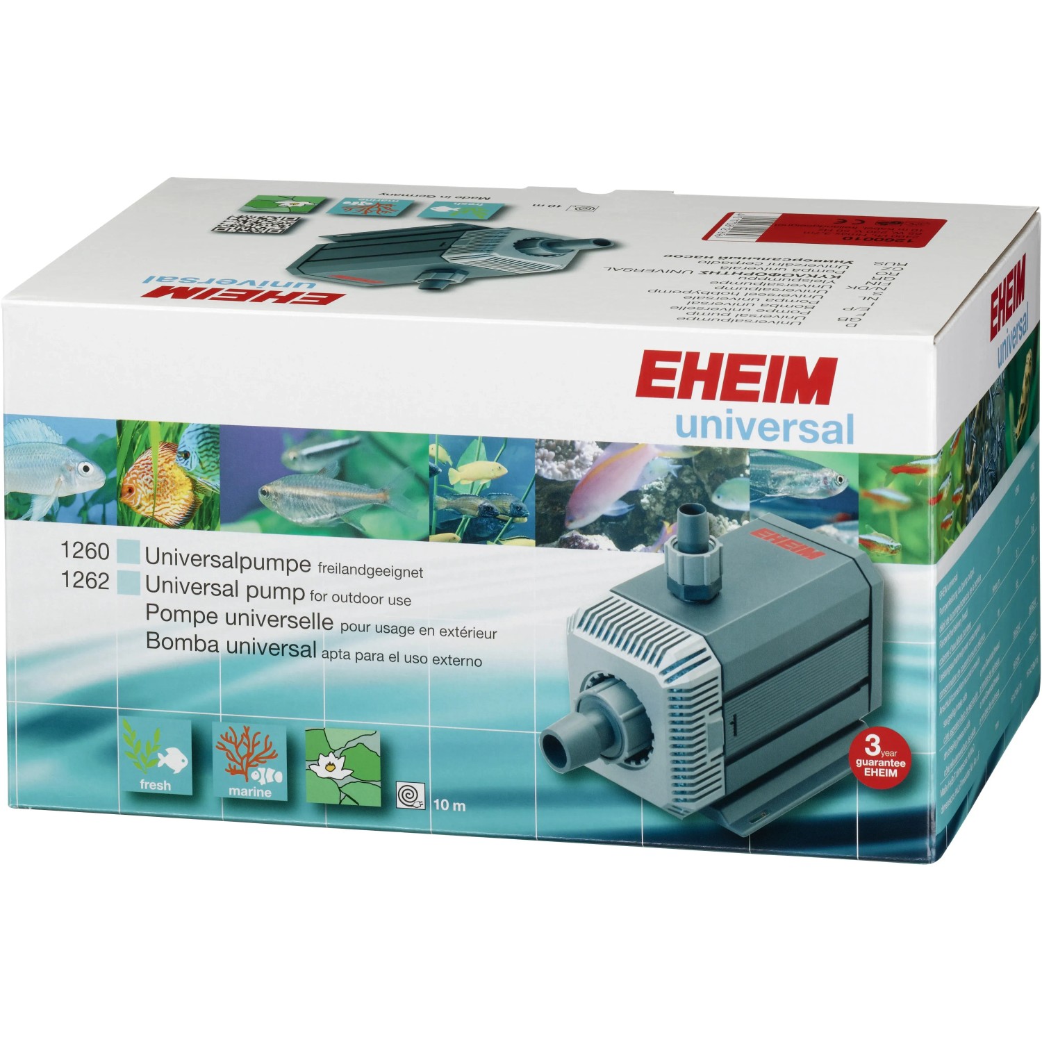 Eheim Universal 2400 Aquarium Pumpe mit Kabel, im Karton.