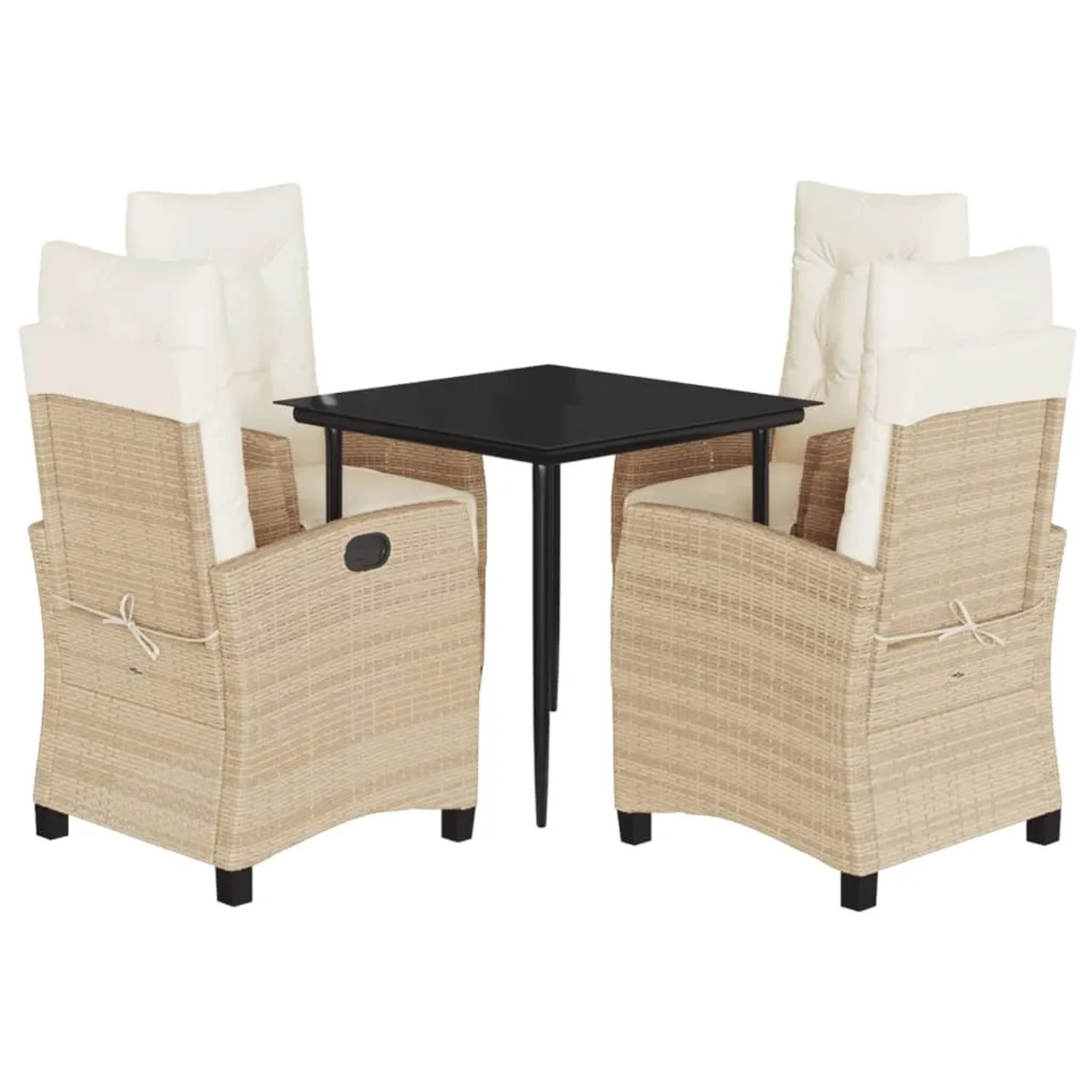 vidaXL 5-Tlg Garten-Essgruppe mit Kissen Beige Poly Rattan 3213003