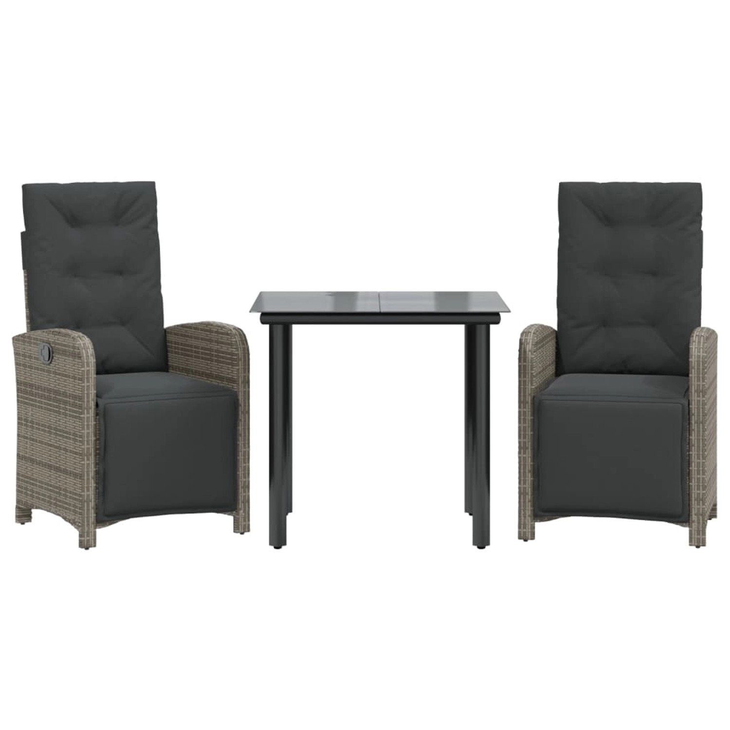 vidaXL 3-Tlg Bistro-Set mit Kissen Grau Poly Rattan 3212563 günstig online kaufen