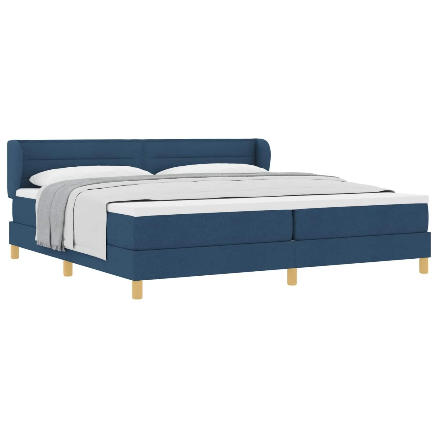 vidaXL Boxspringbett mit Matratze mit Kopfteil Blau 200 x 200 cm Stoff 3340177