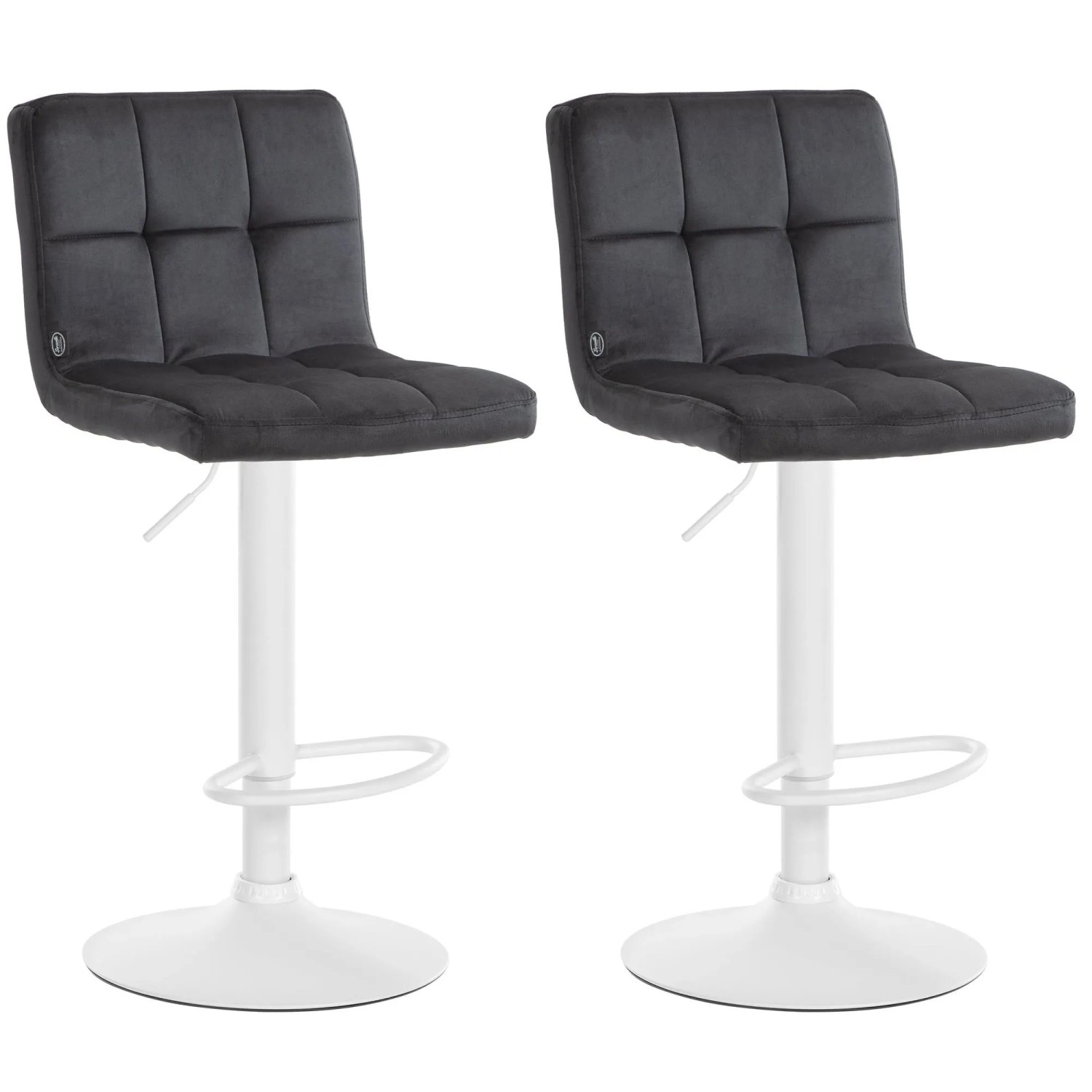 DELUKE 2er Set Barhocker REZAR Samt Schwarz 46x47x94cm Weiß Barstuhl Mit Lehne Tresenhocker Tresenstuhl