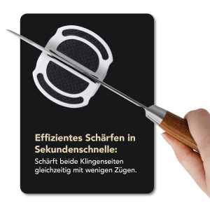 DMT SimpleSharp Messerschärfer in Weiß beim Schärfen eines Messers. Küchenausstattung für schnelles Schärfen.