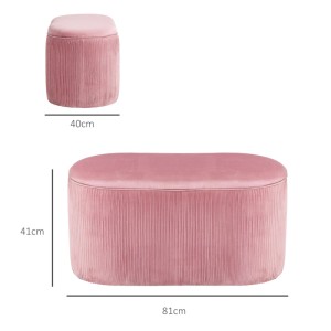 HOMCOM rosa Samt-Sitzbank mit Stauraum, geripptes Design. Truhenbank 81x40x41 cm. Möbel.