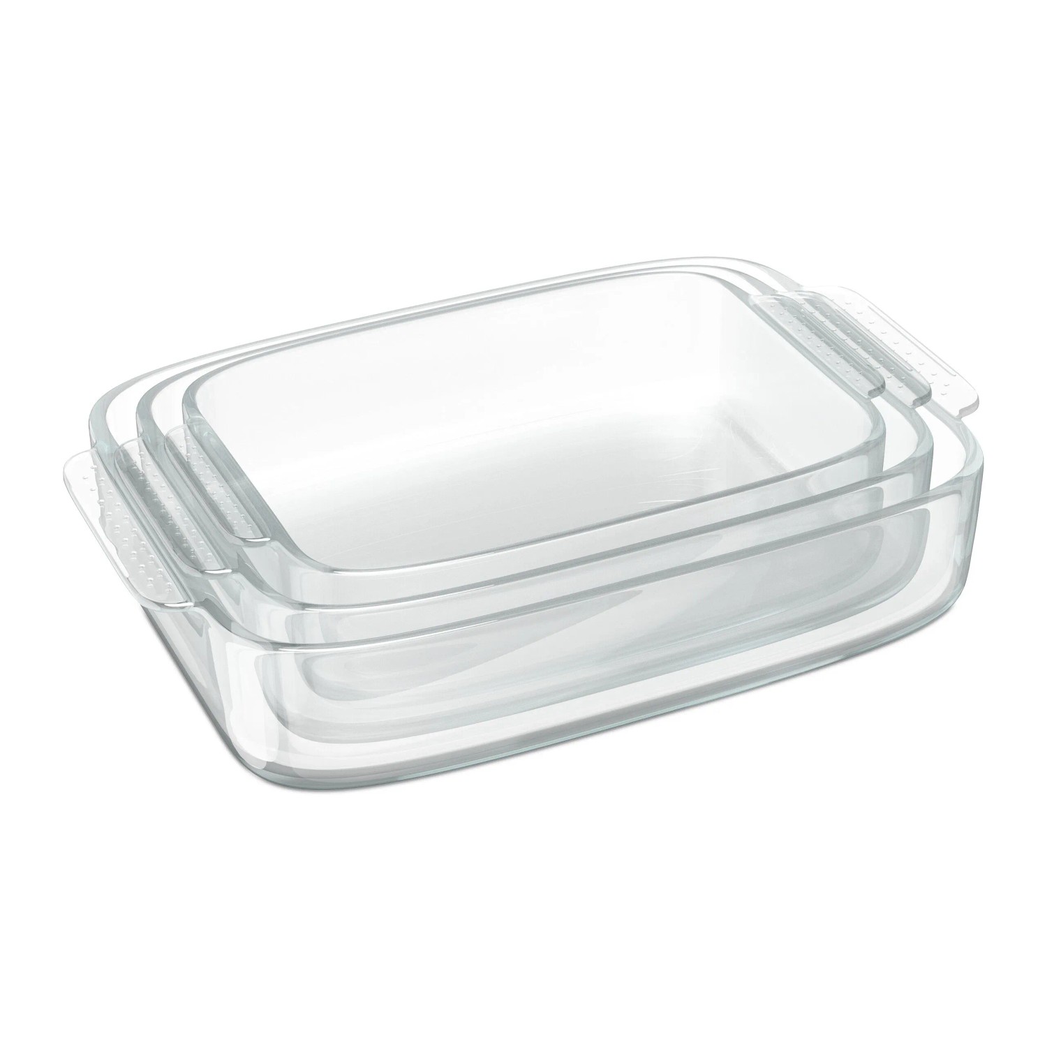 Relaxdays Auflaufform 3er Set Glas Transparent Mikrowellengeeignet Spülmaschinengeeignet 38 cm x 25 cm x 6,5 cm