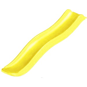 Gelbe SwingKing Rutsche, 1,75 m lang, für Spielturm oder Schaukel. Wasserrutschen-Funktion möglich.