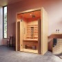 Weka Infrarotkabine Hamina 2 mit Linienstrahlern und Glasfront in hellem Holzdesign.