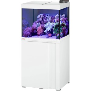 Eheim Aquarium-Kombination VivalineLED 150 Weiß Marine mit Korallen und Unterschrank.