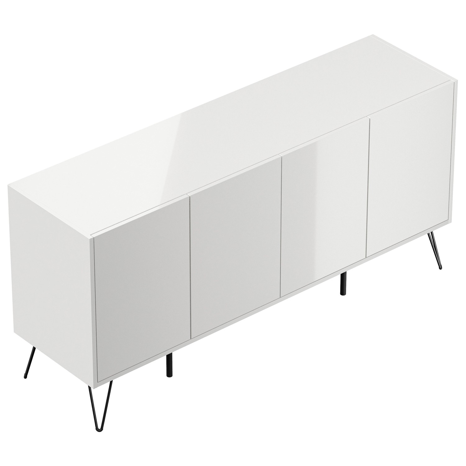 Posseik Sideboard Industrial H Stehend 4 Türen 155 cm Weiß Hochglanz günstig online kaufen