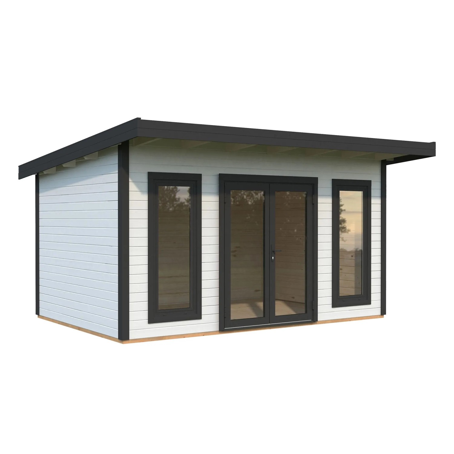 Palmako Holz-Gartenhaus Aurelia Pultdach Weiß Lackiert 446 cm x 300 cm 12,7 m²