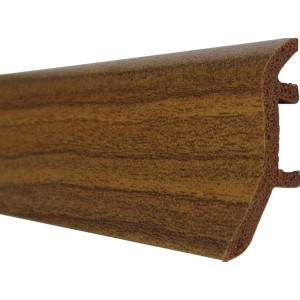 Sockelleiste Hartschaum in Nußbaumoptik, 46x20x2500 mm, für Laminatböden.