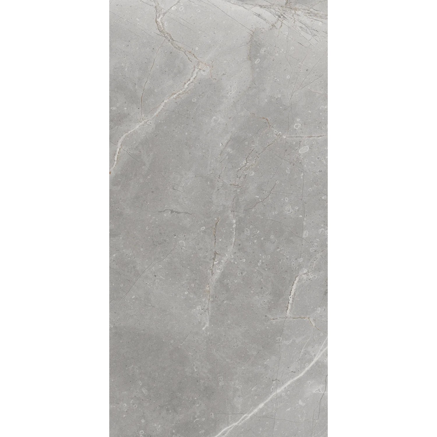 Matte, graue Bodenfliese in 60x31 cm Feinsteinzeug mit Marmor-Optik für Innenräume.