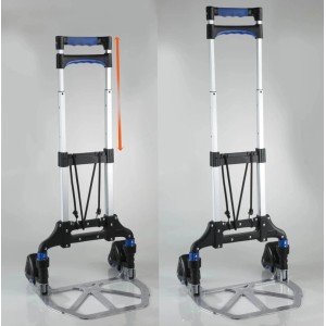 Westfalia Treppen-Sackkarre, klappbar, aus Aluminium und Kunststoff in Schwarz/Silber, mit ausziehbarem Griff.