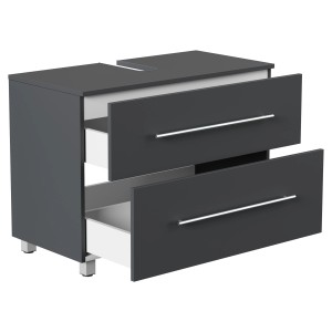 Posseik Unterbau Mondial Universal, 85 cm, Grafit, mit zwei offenen Schubladen.