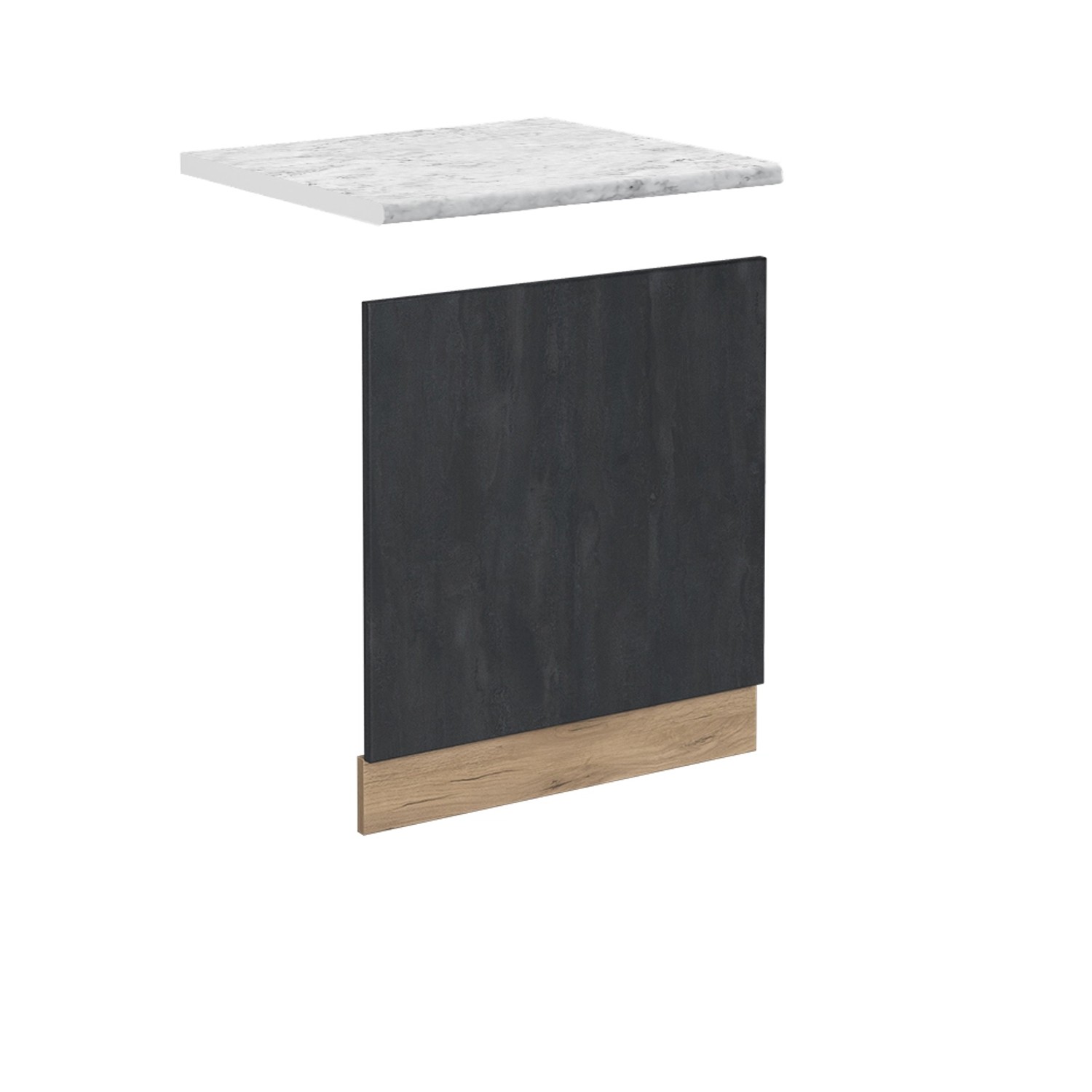 Vicco Frontblende R-Line Schwarz Beton/Goldkraft Eiche 60 cm AP Marmor