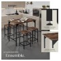 Tectake Bartisch-Set Edinburgh, 5-teilig, mit Tisch und 4 Hockern in dunklem, rustikalem Holz-Industrial-Design.