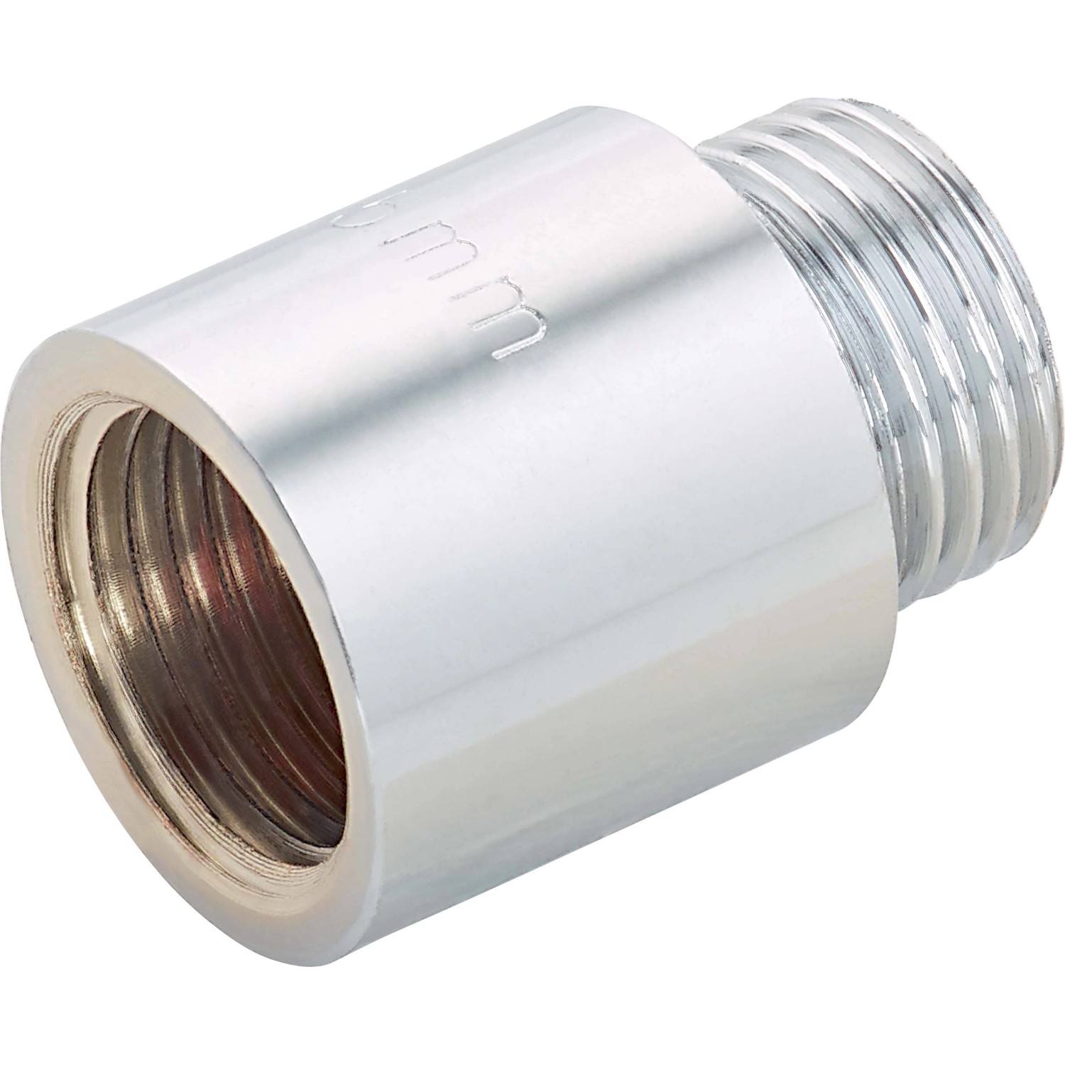 Hahnverlängerung 18,6 mm (Rp 1/2) x 21 mm (R 1/2) Messing Verchromt 25 mm