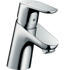 Hansgrohe Focus Waschtischarmatur 70mm, Chrom mit Zugstangen-Ablaufgarnitur.