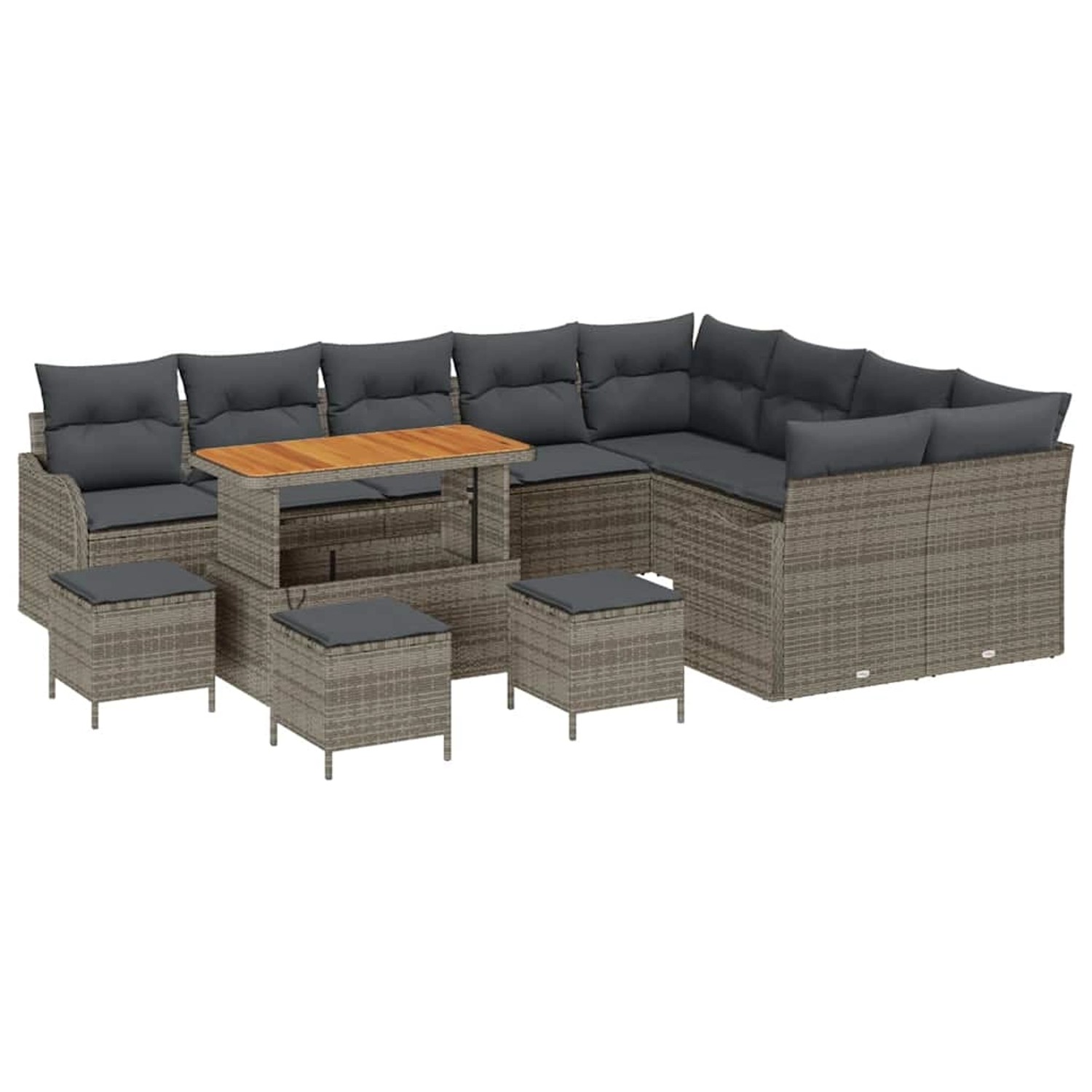 vidaXL Garten-Sofa-Set 13-Tlg Grau Poly Rattan 3362313 günstig online kaufen