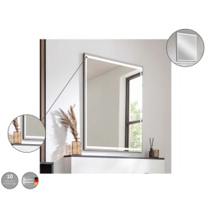 Fackelmann LED-Spiegel B.Paris, 70,5x90,5 cm, schwarz, für Badmöbel-Sets mit LED-Beleuchtung.