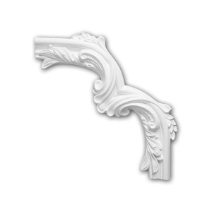 Weißes PROFHOME Eckelement 152400 für Wandleisten, Zierelement, 29,3x29,3x2,6 cm.