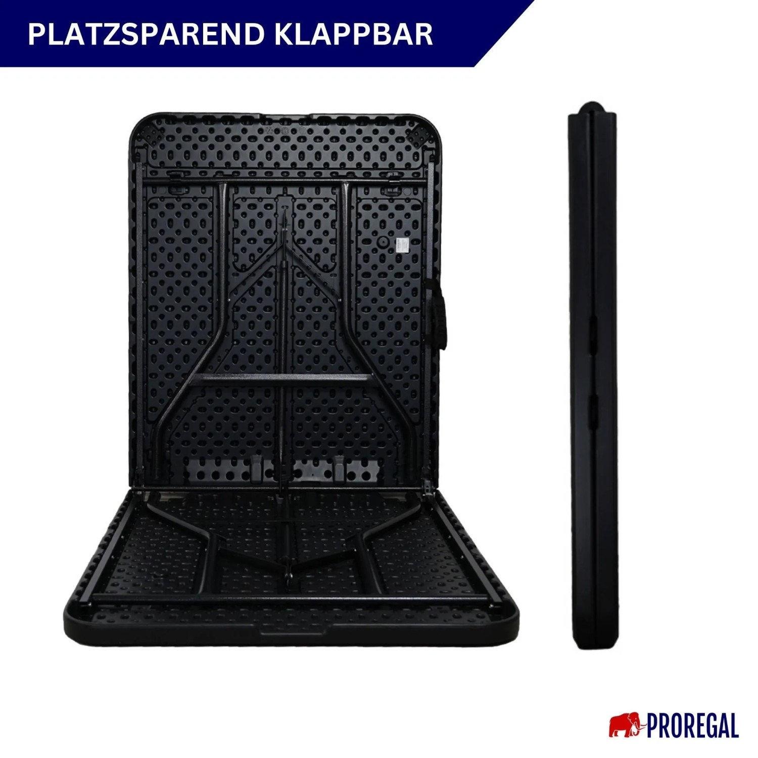 CHEFGASTRO Klapptisch 180cm, wetterfest, Holz Optik Schwarz, platzsparend zusammengeklappt.