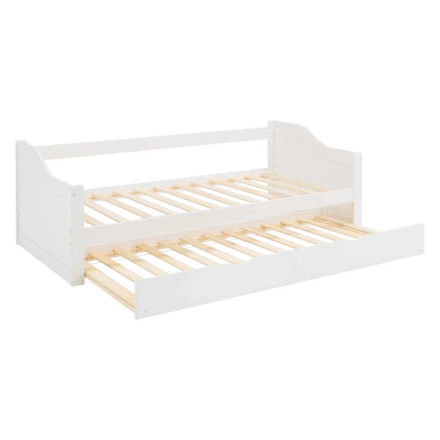 Homestyle4u Ausziehbett 90x200 mit / ohne Matratze Holz Gästebett Ausziehfunktion Doppelbett (Komplett-Set mit 2x Lattenrost), 1x 90x200, 1x90x190, 2 Personen/Kinder, Stauraumbett, ausziehbar
