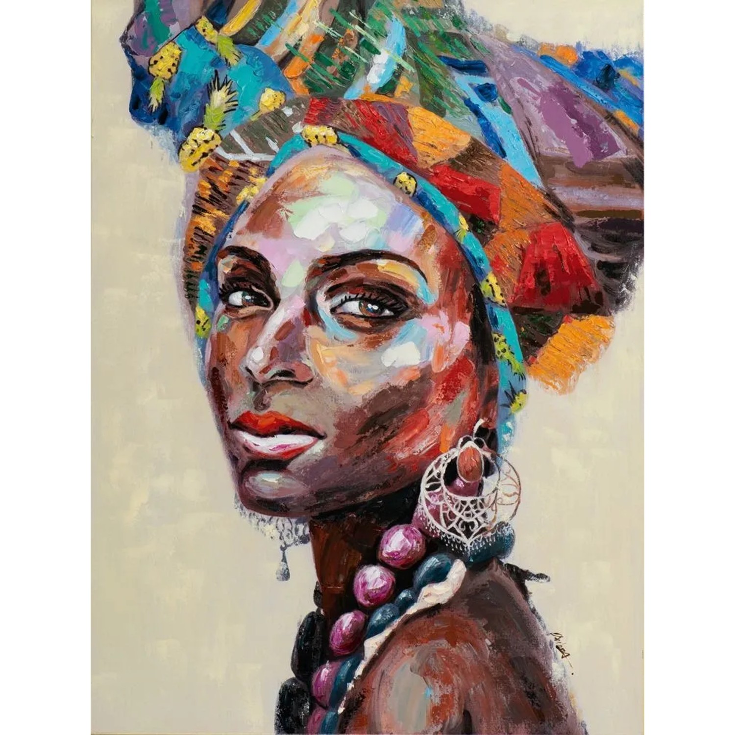 Art Universe Leinwandbild Frau mit Afrikanischem Tuch 90 x 120 cm