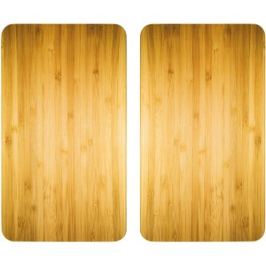 Wenko Herdabdeckplatten Holz-Optik, 2er Set, braun. Universal für Elektro-, Gas- & Glaskeramikherde.