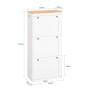 SoBuy Schuhkipper FSR144-WN, Schuhschrank mit 3 Klappen, weiß mit naturfarbener Ablage.