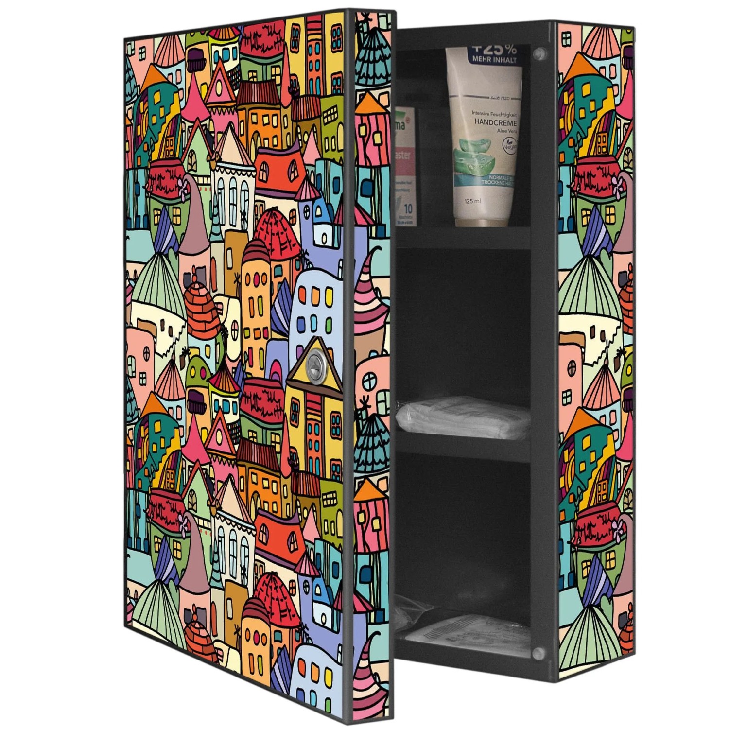 Banjado XXL Medizinschrank Abschliessbar 35x46x15cm Arzneischrank Anthrazit günstig online kaufen