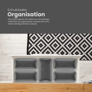 ProHome Aufbewahrungskörbe, 4er Set, anthrazit, 20x10cm, für Badaccessoires und Schubladenorganisation.