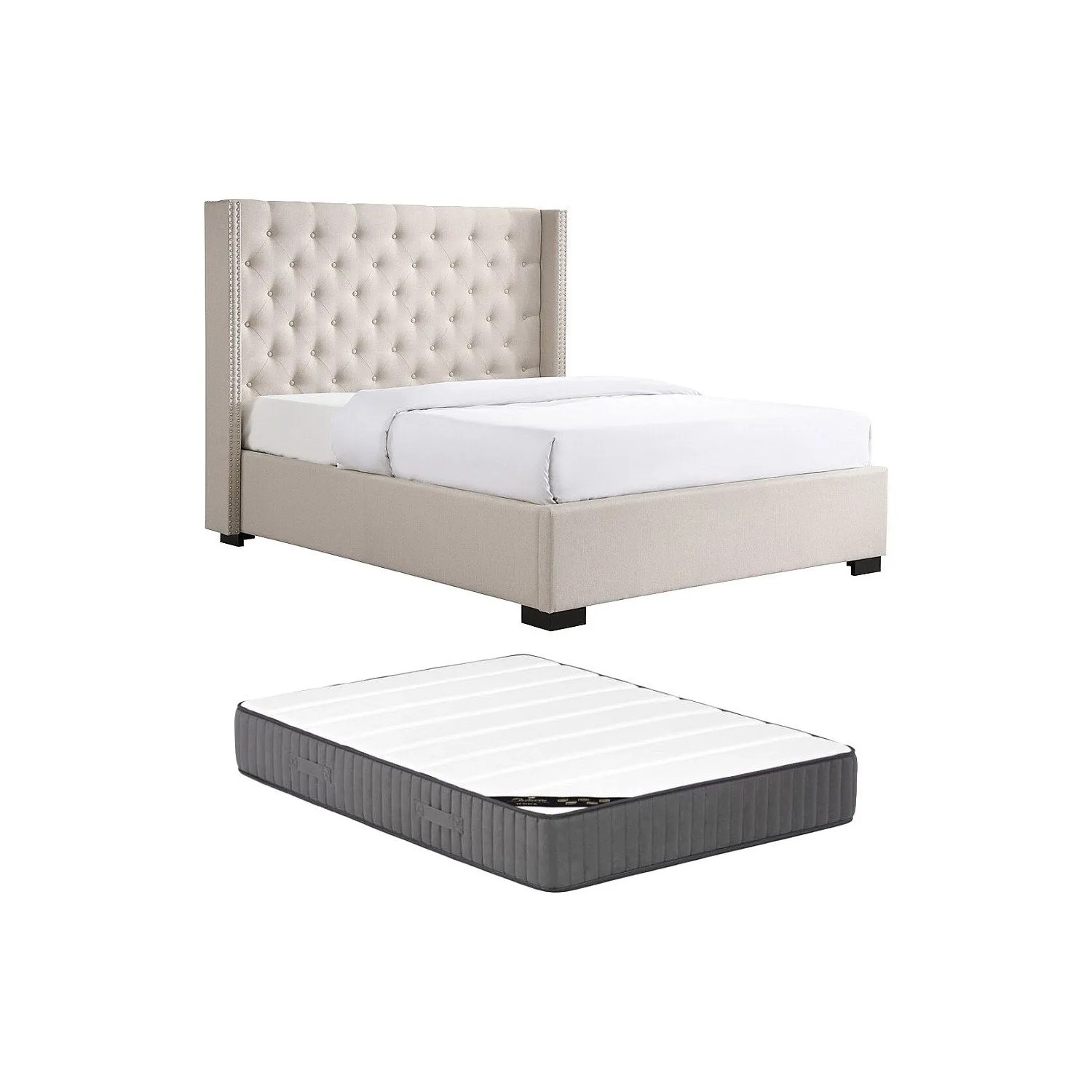 Vente-unique Bettrahmen Massimo Beige 183.5 cm