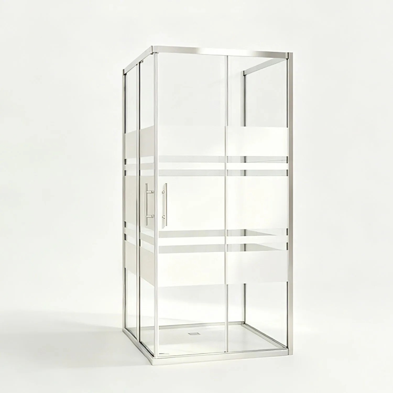 AICA Duschkabine 90x90x185cm Eckeinstieg Duschtür Schiebetür 6mm Nano ESG Glas mit Streifenglas