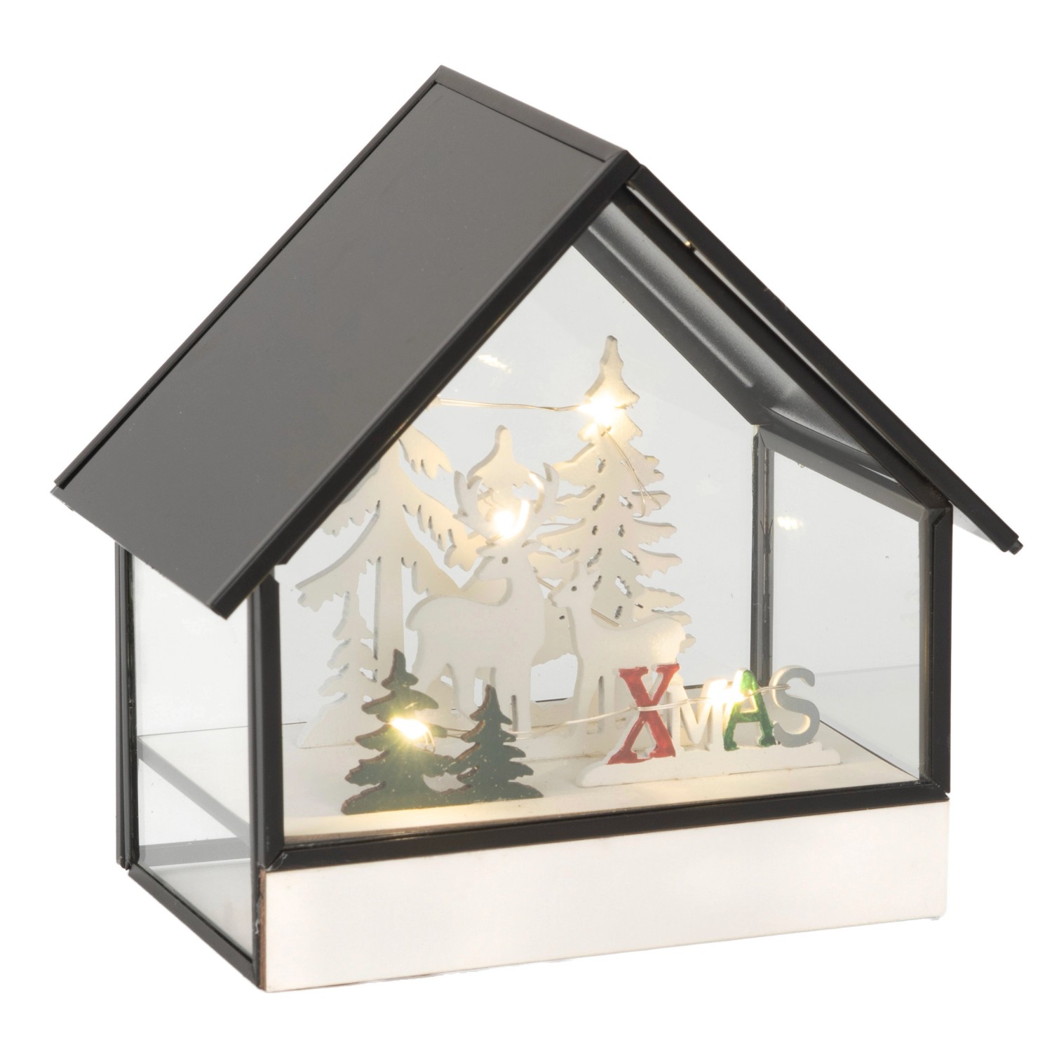 Konstsmide LED-Glashaus X-Mas-Winterszenerie mit 5 Warmweißen Dioden