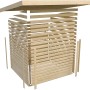 Karibu Holz-Gartenhaus Linköbing, terragrau, Flachdach, 209x213 cm, als Bausatz dargestellt.