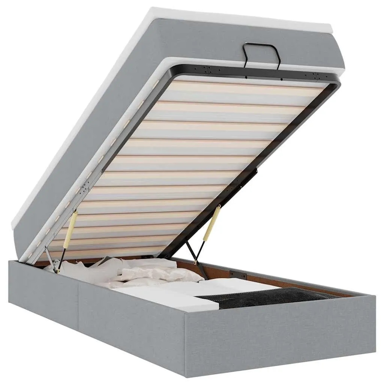 vidaXL Ottoman-Bett mit Matratze Hellgrau 90x200 cm Stoff 3311078