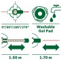 Symbole für Bosch Atino Linienlaser: Ausrichtung, waschbares Gelpad, Messbereich 1,5-1,7m.
