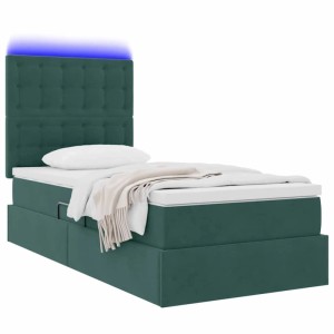 vidaXL Bett mit Stauraum und LED mit LED Dunkelgrün 90 x 190 cm Samt 3372756