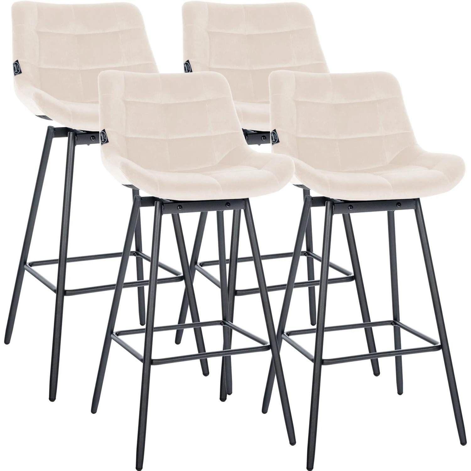 CLP 4er Set Barhocker Weston Schwenkbar Creme/Samt