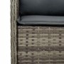 Detailansicht: Graue vidaXL Garten-Essgruppe aus Poly Rattan mit anthrazitfarbenen Kissen.