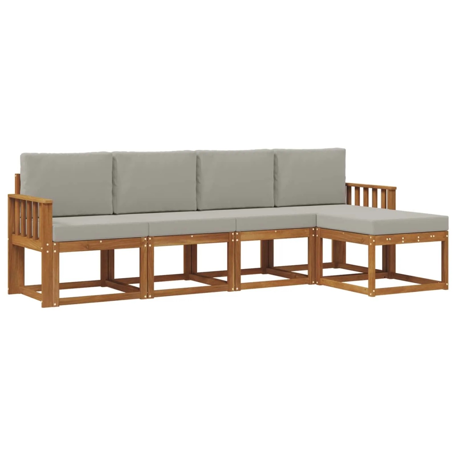 vidaXL Outdoor-Sofagarnitur mit Kissen 5 Stk Natur und Hellgrau 3366249