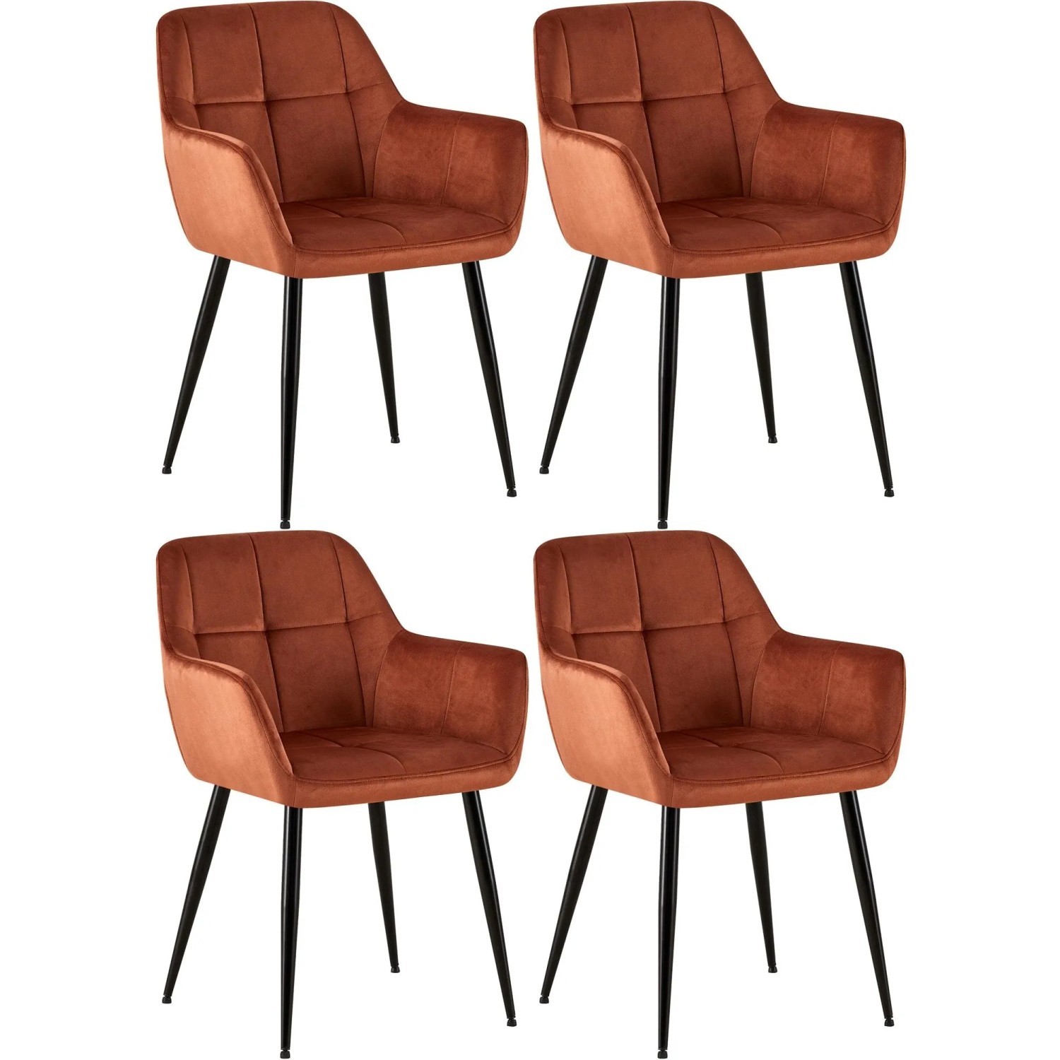 CLP 4er Set Esszimmerstühle Emia braun/Samt