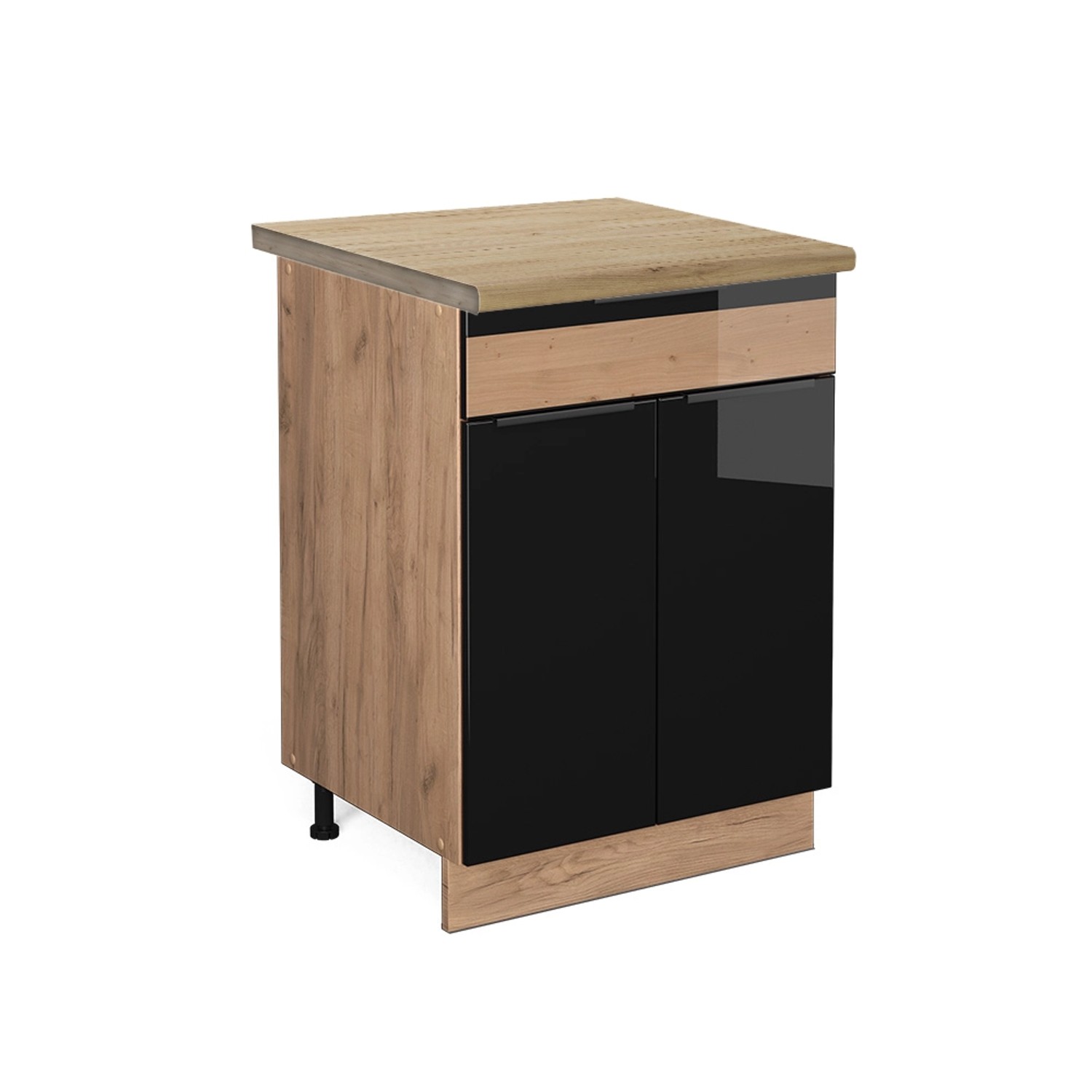 Vicco Küchenunterschrank Fame-Line Schwarz Eiche hochglanz/Goldkraft Eiche günstig online kaufen