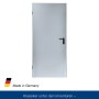 Eingehängtes ZK-Türelement, verzinkt, 750x1875x85 mm, DIN links, mit schwarzem Türgriff.