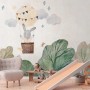 Fototapete mit Tiermotiv im Aquarell-Stil für Kinderzimmer, beige, grün, braun und grau.