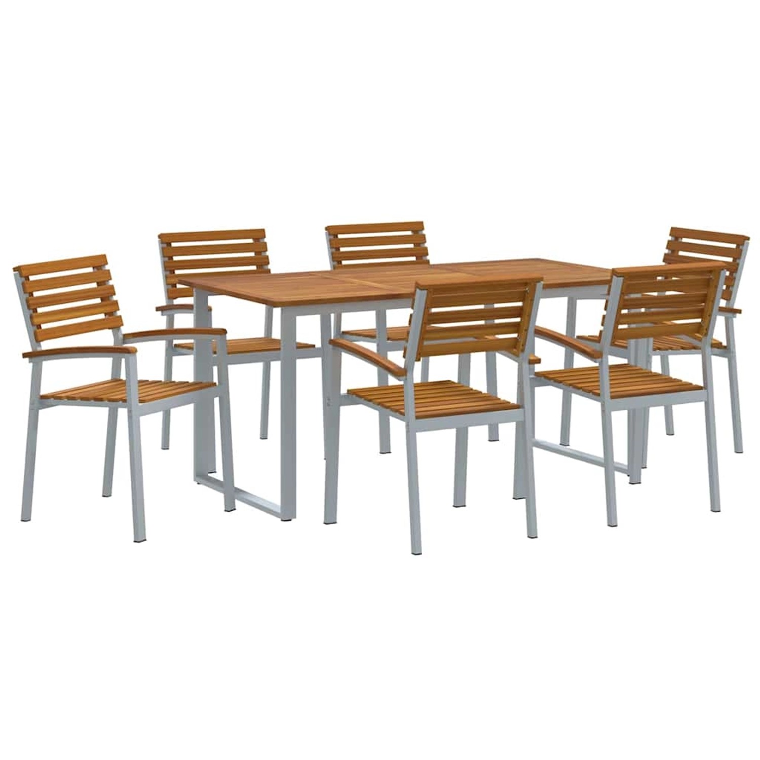 vidaXL Garten Essgruppe 7-Tlg Grau und Braun Akazie Massivholz 3284346 günstig online kaufen